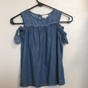 A kids size t-shirt denim blue